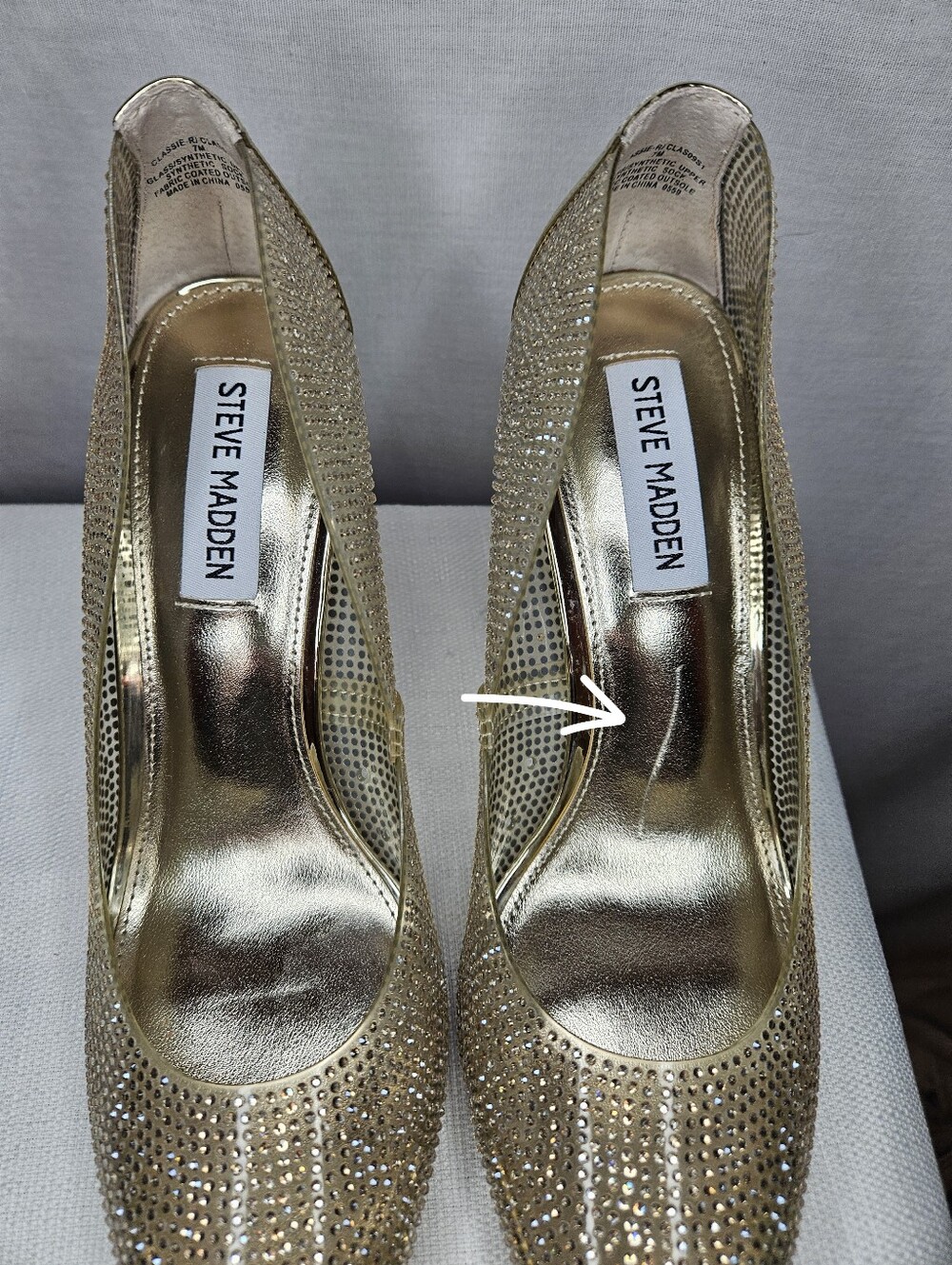 Steve Madden Classie Rhinestone Gold Clear Pumps Heels 7 NWOT Event Festival - Picture 5 of 12